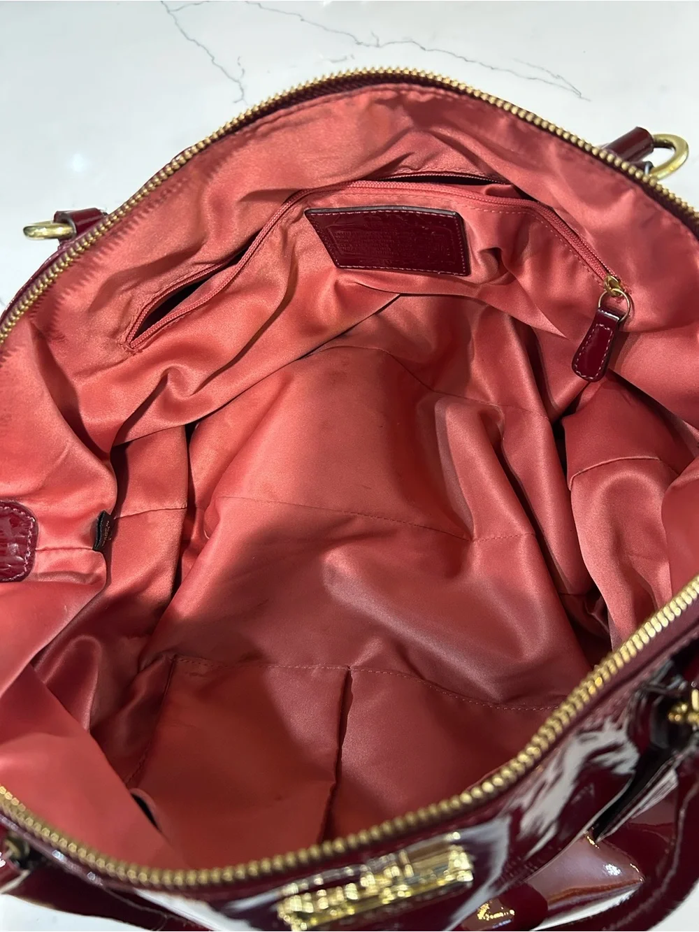Coach Madison Large Sophia 15915 Crimson Patent Leather Satchel